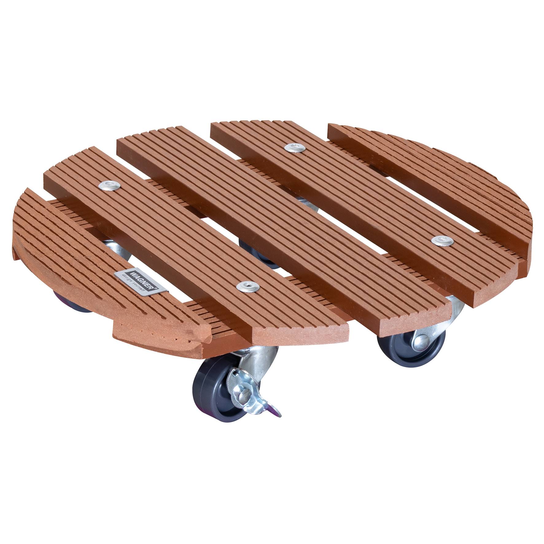 WAGNER Pflanzenroller WPC Ø 29 x 7,5 cm, für außen&innen, anthrazit wetterfest, Feststeller, Tragkraft 100 kg - 20053501-0