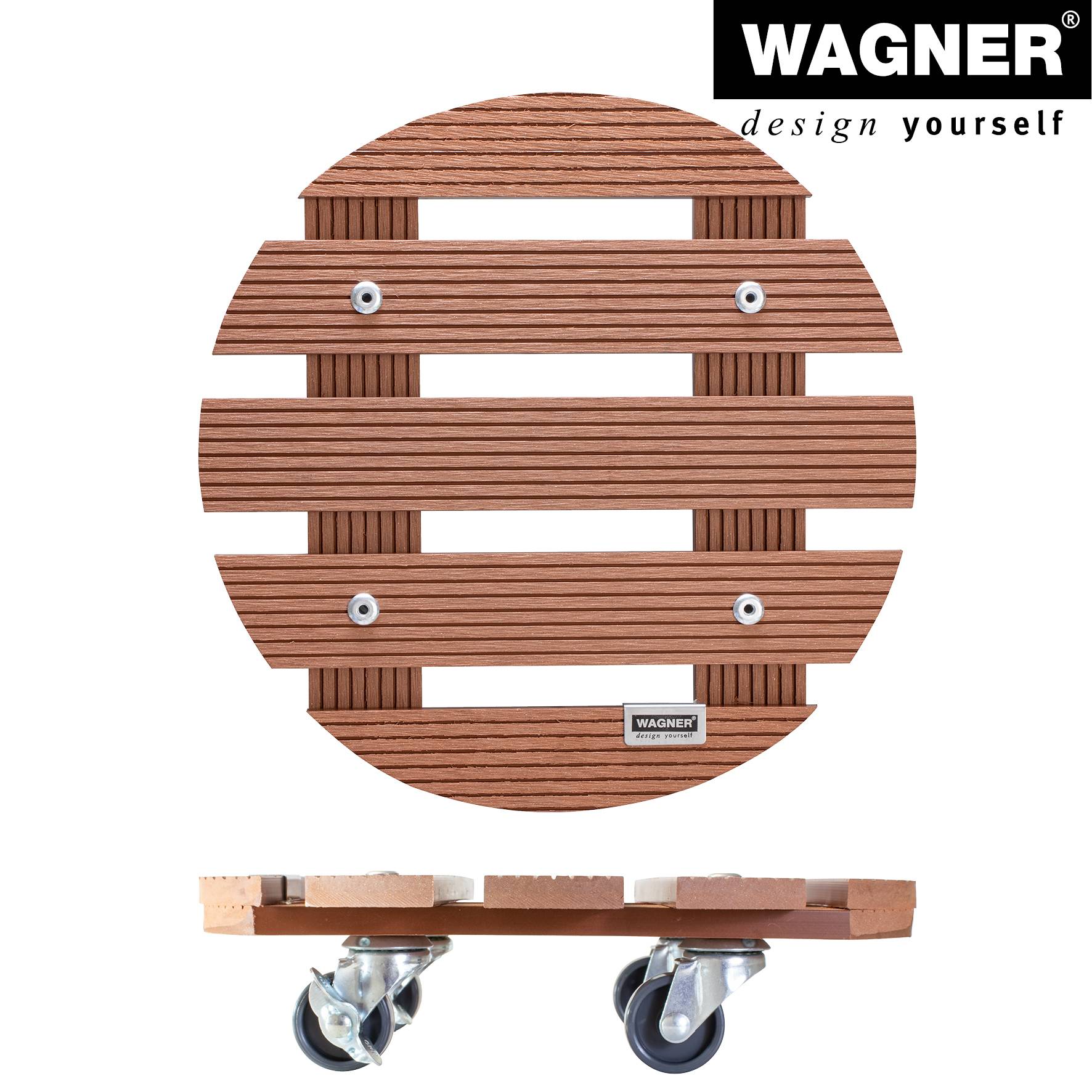 WAGNER Pflanzenroller WPC Ø 29 x 7,5 cm, für außen&innen, anthrazit wetterfest, Feststeller, Tragkraft 100 kg - 20053501-4