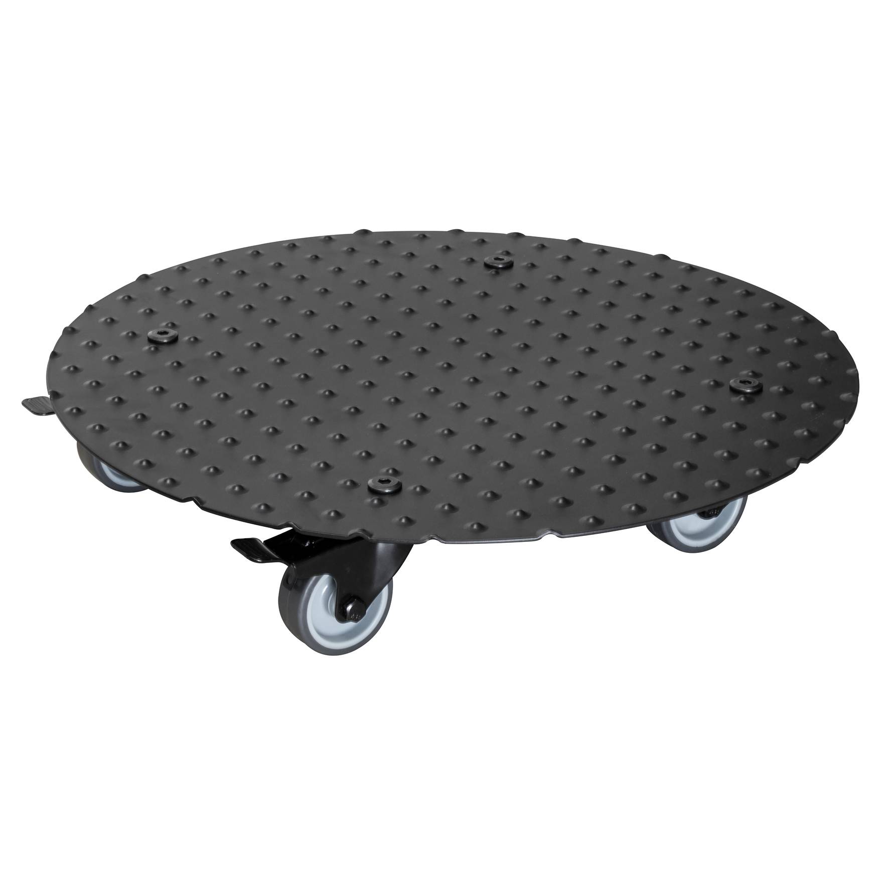 WAGNER Pflanzenroller ALASKA BLACK Ø 38 x 7,5 cm, Alu Riffelblech, Softrollen&Bremsen, max 150 kg, DE Ware - 20700601-0