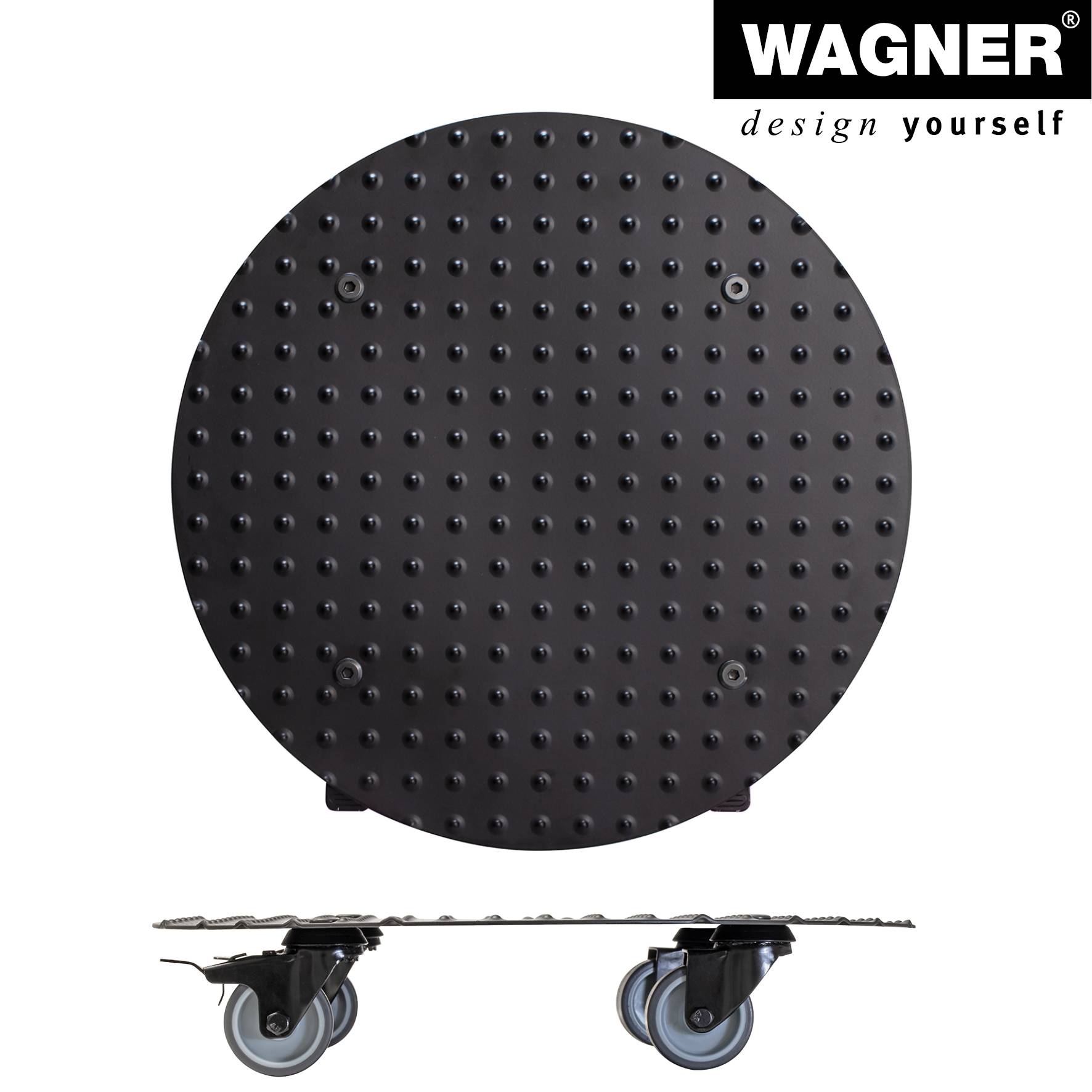 WAGNER Pflanzenroller ALASKA BLACK Ø 38 x 7,5 cm, Alu Riffelblech, Softrollen&Bremsen, max 150 kg, DE Ware - 20700601-4