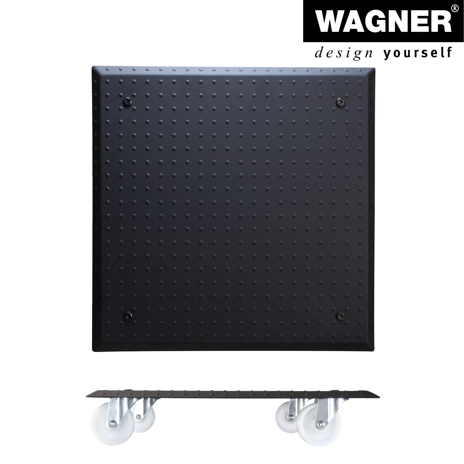 WAGNER Pflanzenroller ALASKA - 45 x 45 x 9,5 cm, In- & Outdoor, Alu Noppenblech, schwarz,max 150 kg - DE Ware - 20139101-4