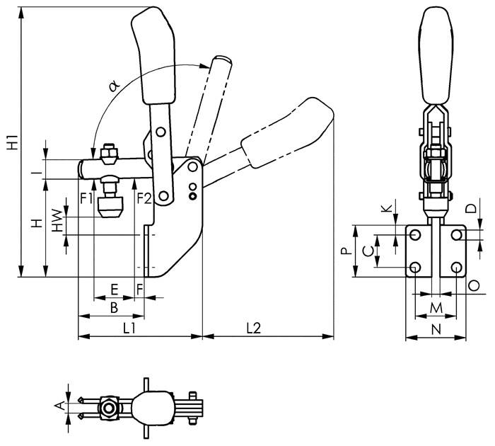 Senkrechtspanner Nr.6803 Gr.2 Winkelfuß AMF-2