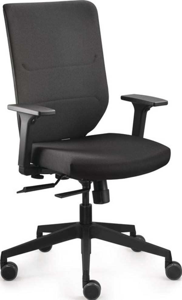 Bürodrehstuhl Comfort Armlehnen,verst.schwarz 410-520mm,Tragf.110kg Synchront.