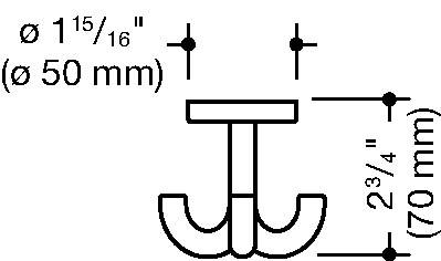 Handtuchhaken 477 drehb.H.70mm B.75mm L.75mm PA ma 90 tiefschwarz D.50mm HEWI-2