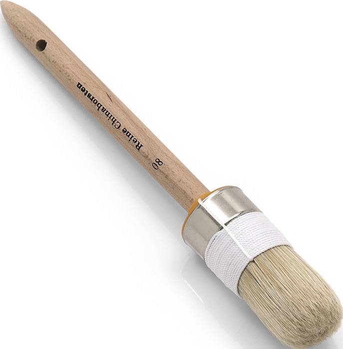 Ringpinsel Gr.2 Borsten-L.70mm 20mm helle Chinaborste roh.Holzstiel NÖLLE-0