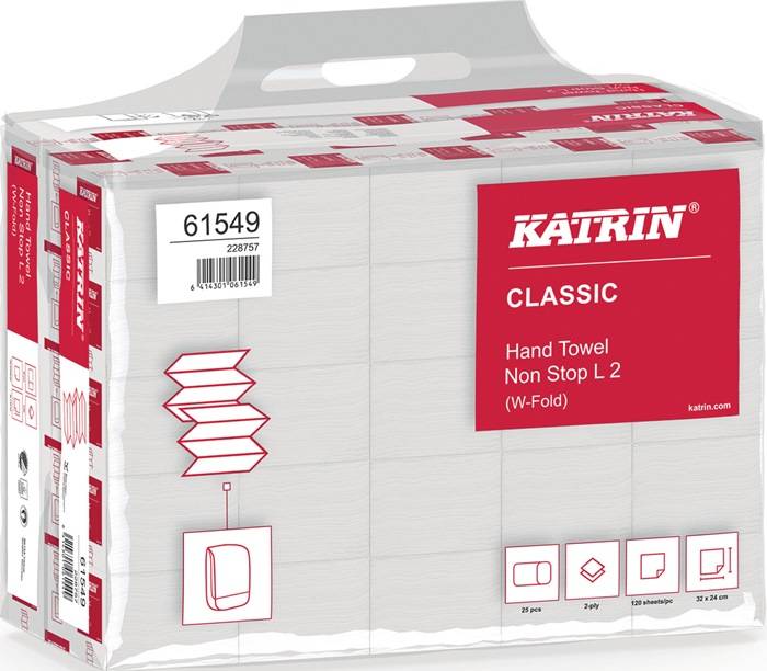 Falthandtuch Katrin Classic L 2 2-lag.weiß L.ca.240mm xB.ca.320mm 3000 Tücher/KT-0