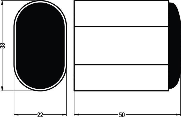 Wandtürpuffer 4700/4702/4704 Alu.schwarz ku.-besch.L.50mm HERMETA-2