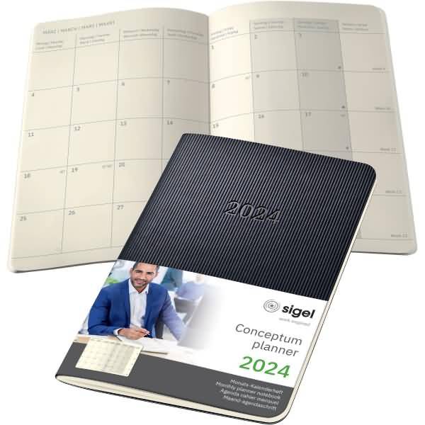 Monats-Kalenderheft Conceptum 2024 ca. A6 1 Monat/2 Seiten Softcover black-0