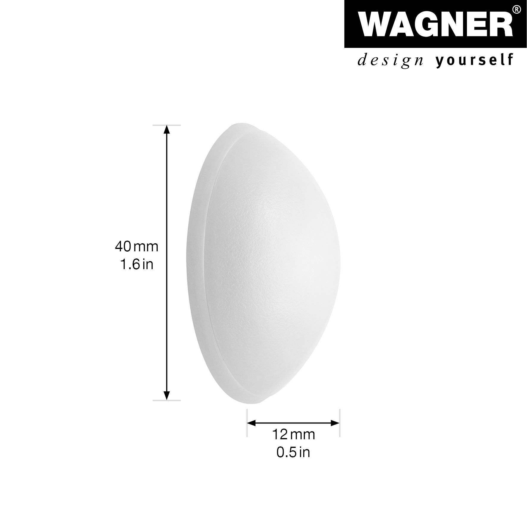 WAGNER Wandpuffer SOG WHITE 2-tlg. Set - Ø 40 x 12 mm, hochwertiger Kunststoff, Schrauben oder Kleben - 15234012-1