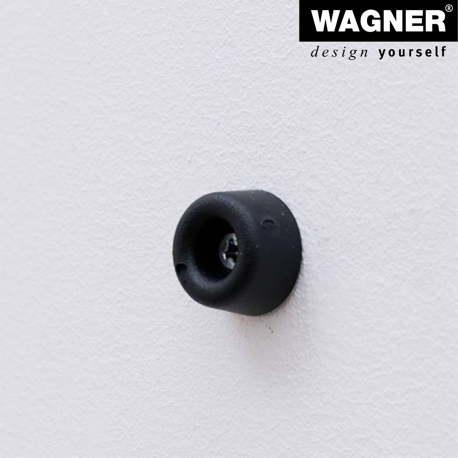 WAGNER Wandtürstopper VULKANO MINI 4tlg. Set - Ø 20 x 10 mm, Vollgummi, schwarz, zum Schrauben - 15501004-4