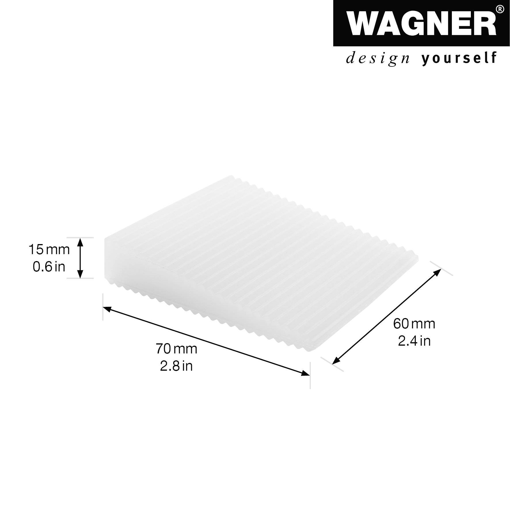 WAGNER Türkeil STICK 2tlg. - 70 x 60 x 15 mm, Vollgummi weiß, zum Unterschieben, schützt Tür und Wand - 15692502-1