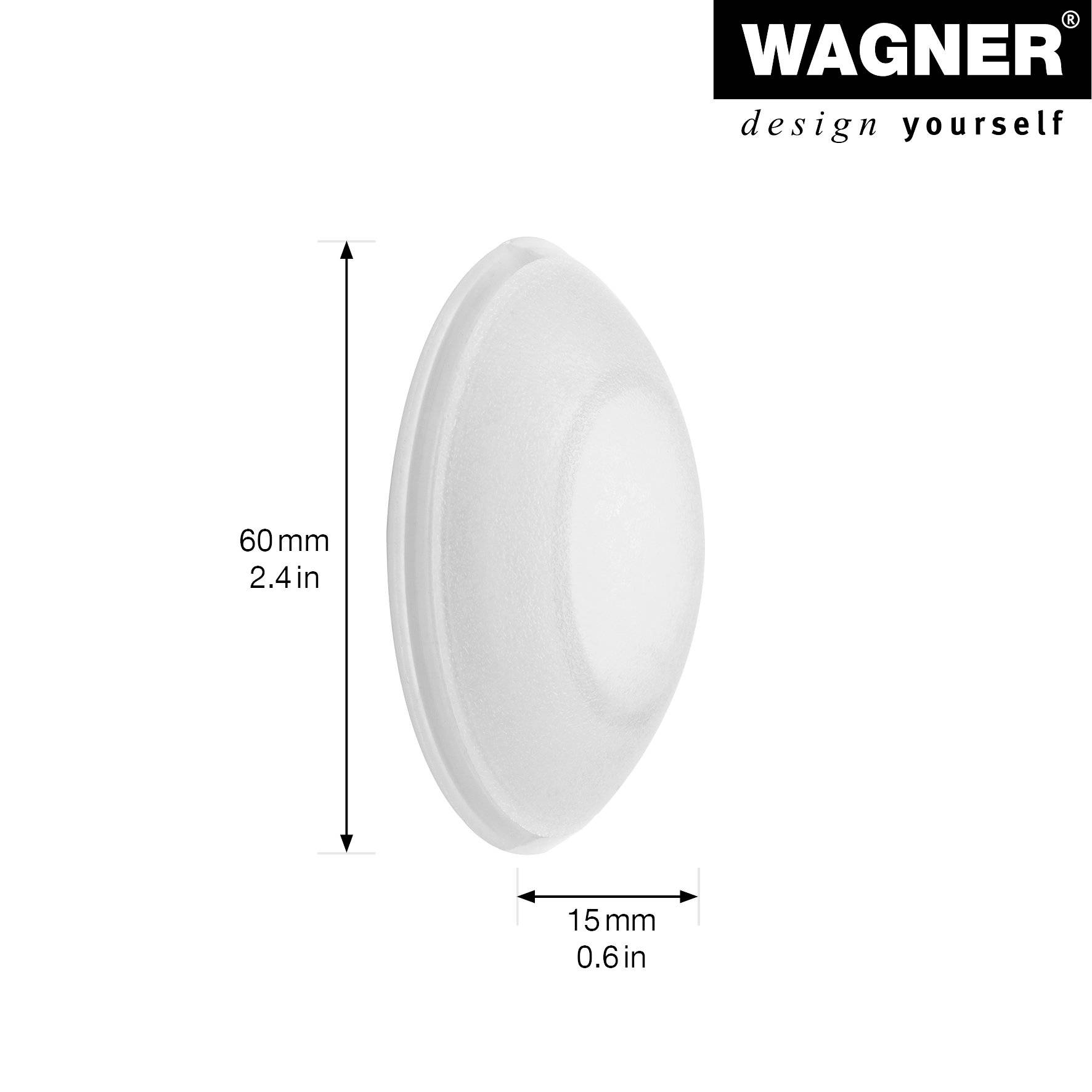 WAGNER Wandpuffer SOG SATINIERT 2-tlg. Set - Ø 60 x 15 mm, hochwertiger Kunststoff, Schrauben oder Kleben - 15236111-1