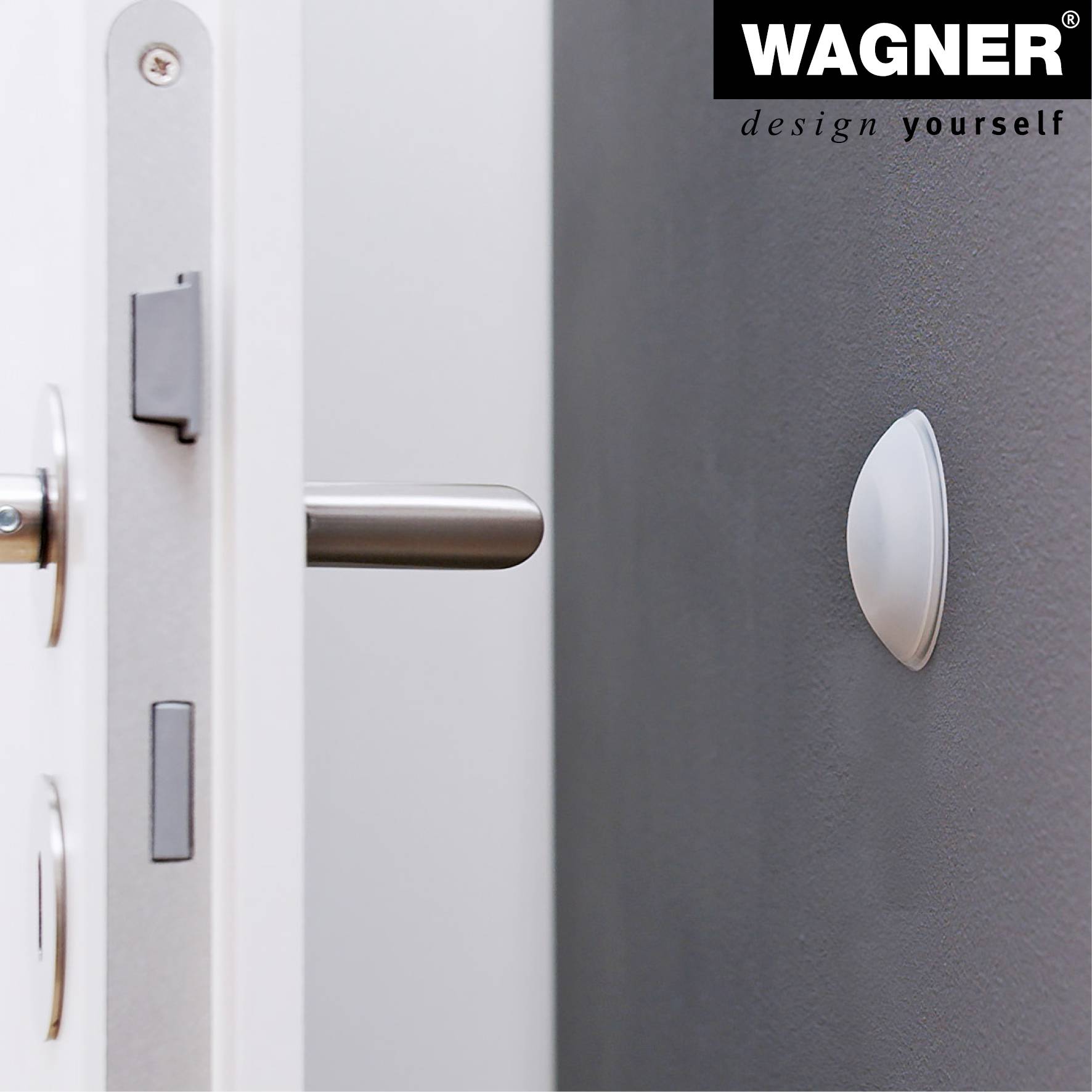WAGNER Wandpuffer SOG SATINIERT 2-tlg. Set - Ø 60 x 15 mm, hochwertiger Kunststoff, Schrauben oder Kleben - 15236111-4