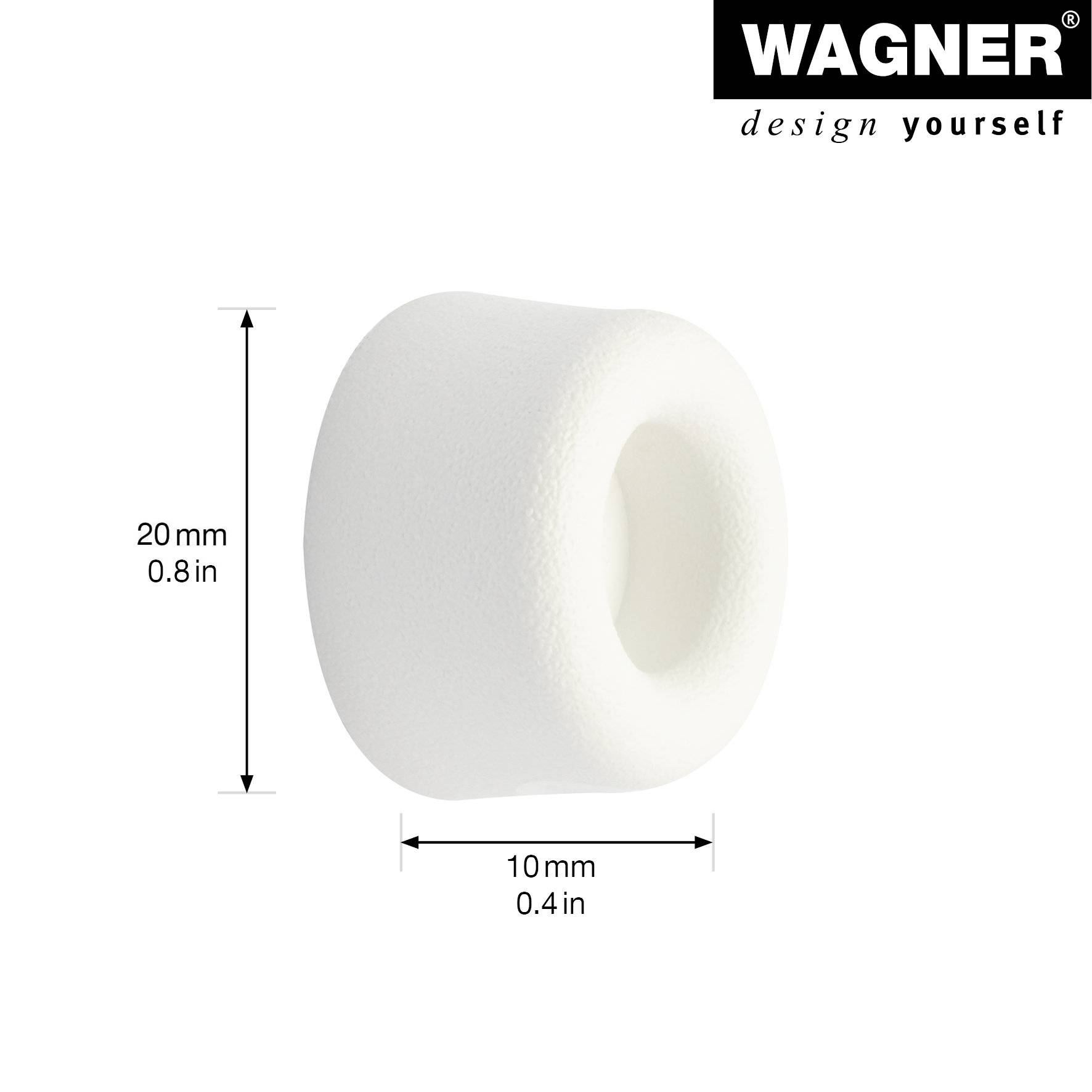 WAGNER Wandtürstopper VULKANO MINI 4tlg. Set - Ø 20 x 10 mm, Vollgummi, weiß, zum Schrauben - 15501104-1