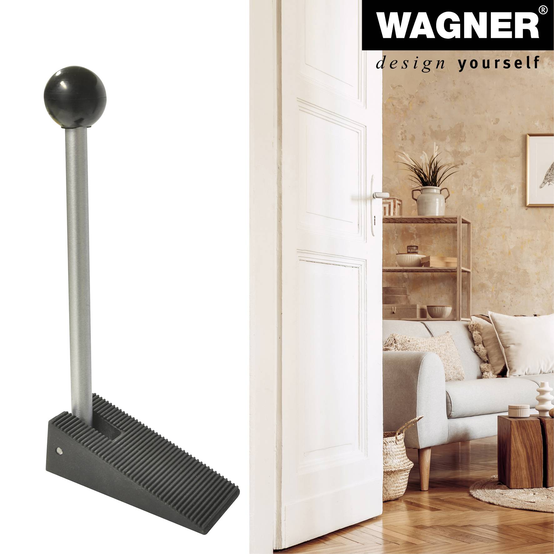 WAGNER Türkeil COMFORT - 105 x 50 x 240 mm, Stahl Feststellhebel, Kautschuk schwarz, Unterschieben&Einklemmen - 15697501-2