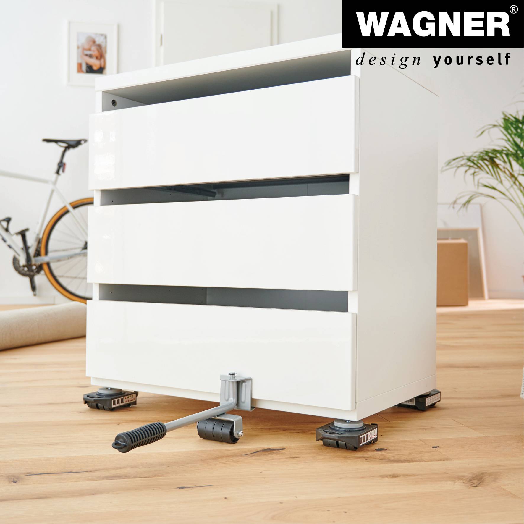 WAGNER Transporthilfe LIFT & ROLL Kombi-Set 5 tlg. - 4 Rollys + 1 Lifter/Möbelheber, Gesamt-Tragkraft 800 kg - 20311305-2