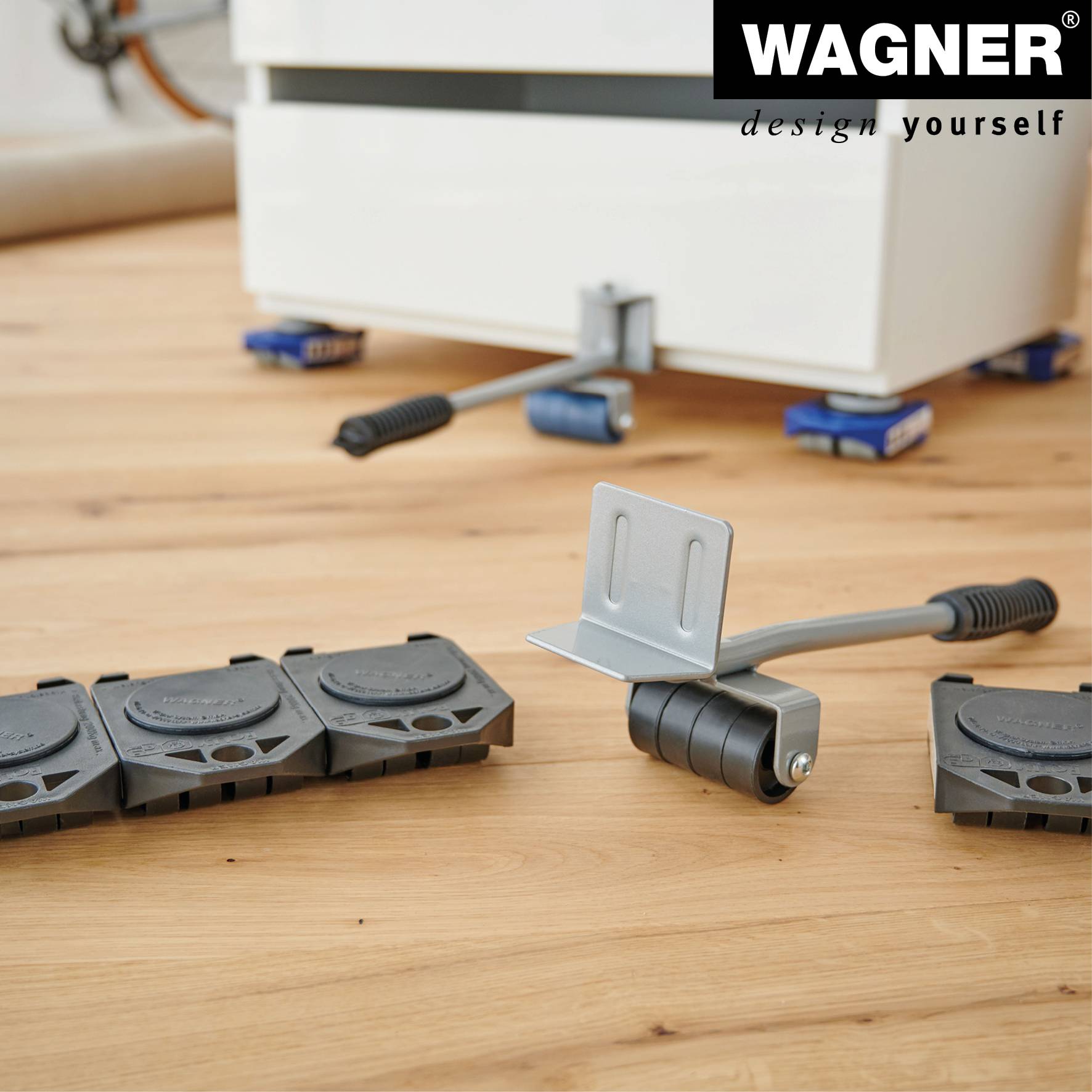WAGNER Transporthilfe LIFT & ROLL Kombi-Set 5 tlg. - 4 Rollys + 1 Lifter/Möbelheber, Gesamt-Tragkraft 800 kg - 20311305-4