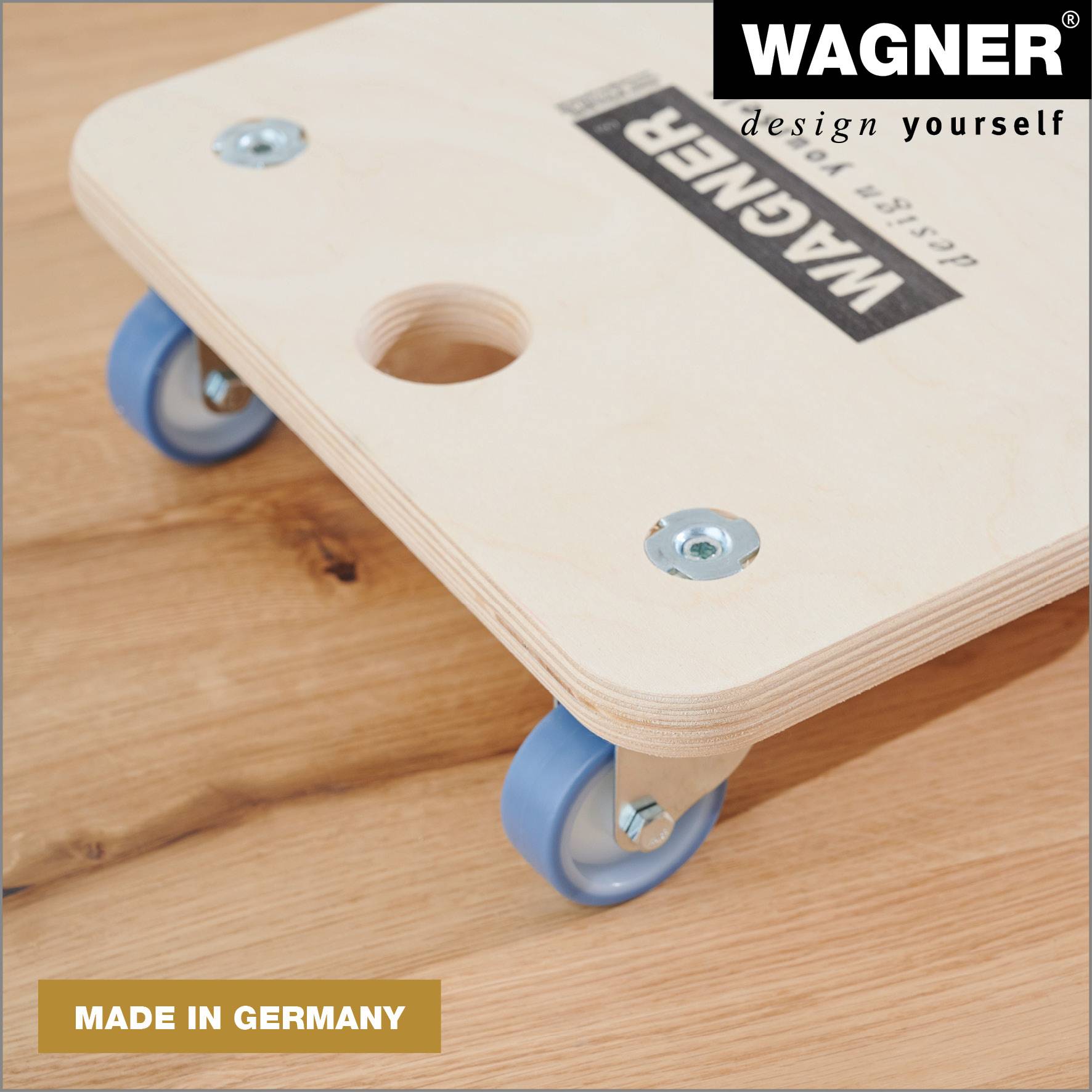 WAGNER Transporthilfe SMALL ULTRASOFT 18 mm - 29 x 29 x 8,5 cm, Rollen ultrasoft Ø 50 mm, Tragkraft 250 kg - 20135301-3
