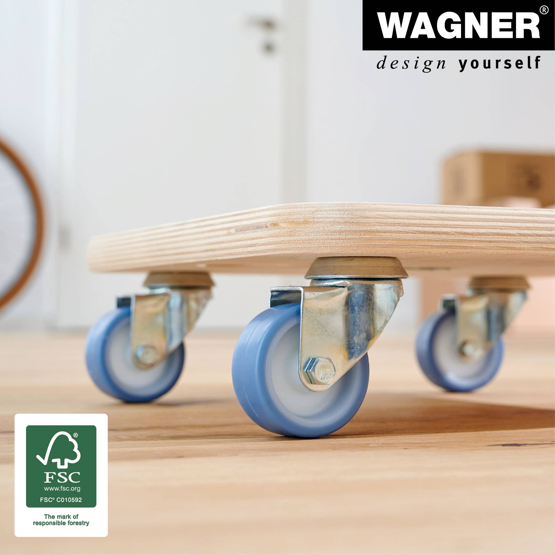 WAGNER Transporthilfe SMALL ULTRASOFT 18 mm - 29 x 29 x 8,5 cm, Rollen ultrasoft Ø 50 mm, Tragkraft 250 kg - 20135301-4