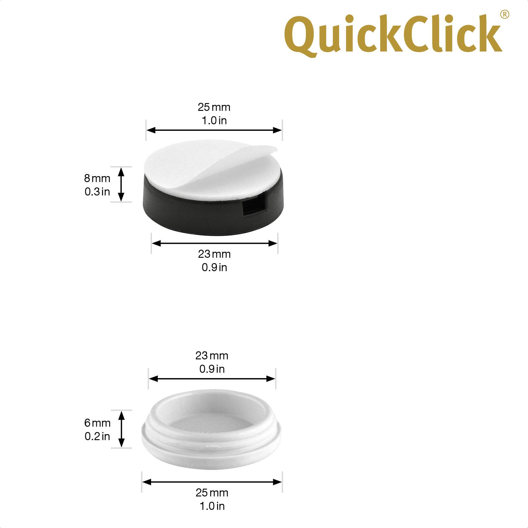 WAGNER QuickClick® Kunststoffgleiter HYPER - 4er-Set zum Kleben, 4x Basis + 4x Gleiteinsatz Ø 25 mm, DE Ware - 15830800-1
