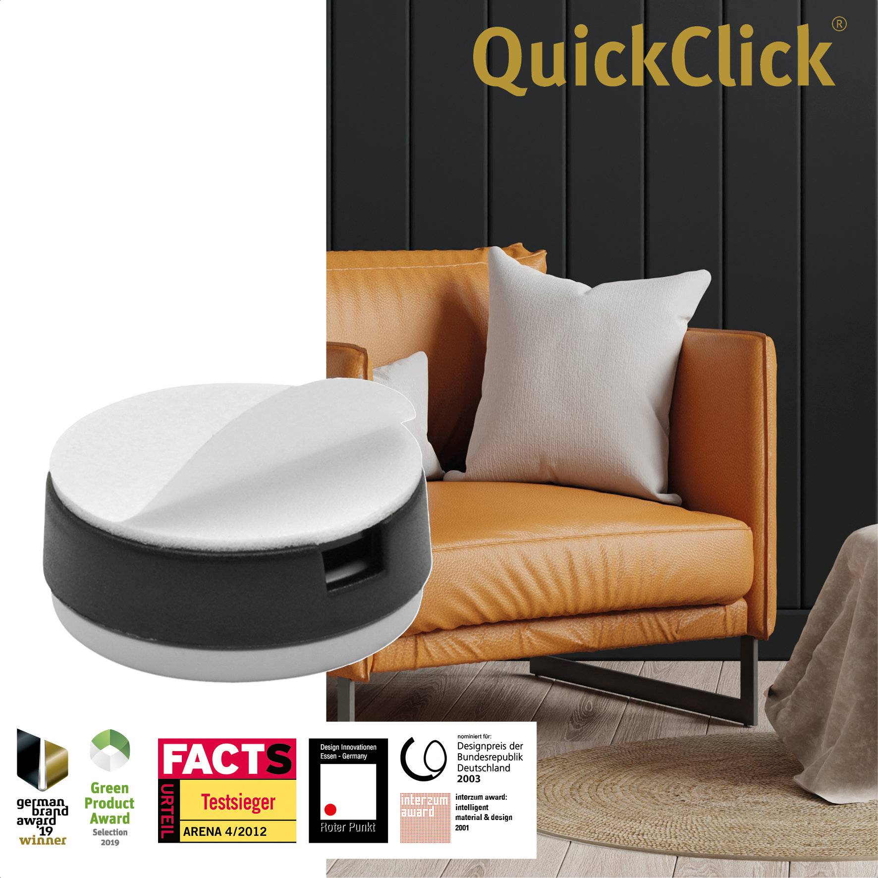 WAGNER QuickClick® Kunststoffgleiter HYPER - 4er-Set zum Kleben, 4x Basis + 4x Gleiteinsatz Ø 25 mm, DE Ware - 15830800-2