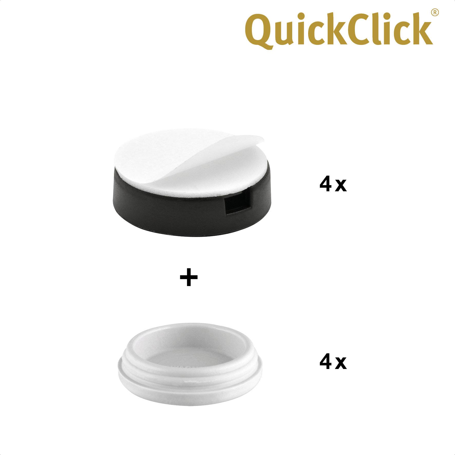 WAGNER QuickClick® Kunststoffgleiter HYPER - 4er-Set zum Kleben, 4x Basis + 4x Gleiteinsatz Ø 25 mm, DE Ware - 15830800-3