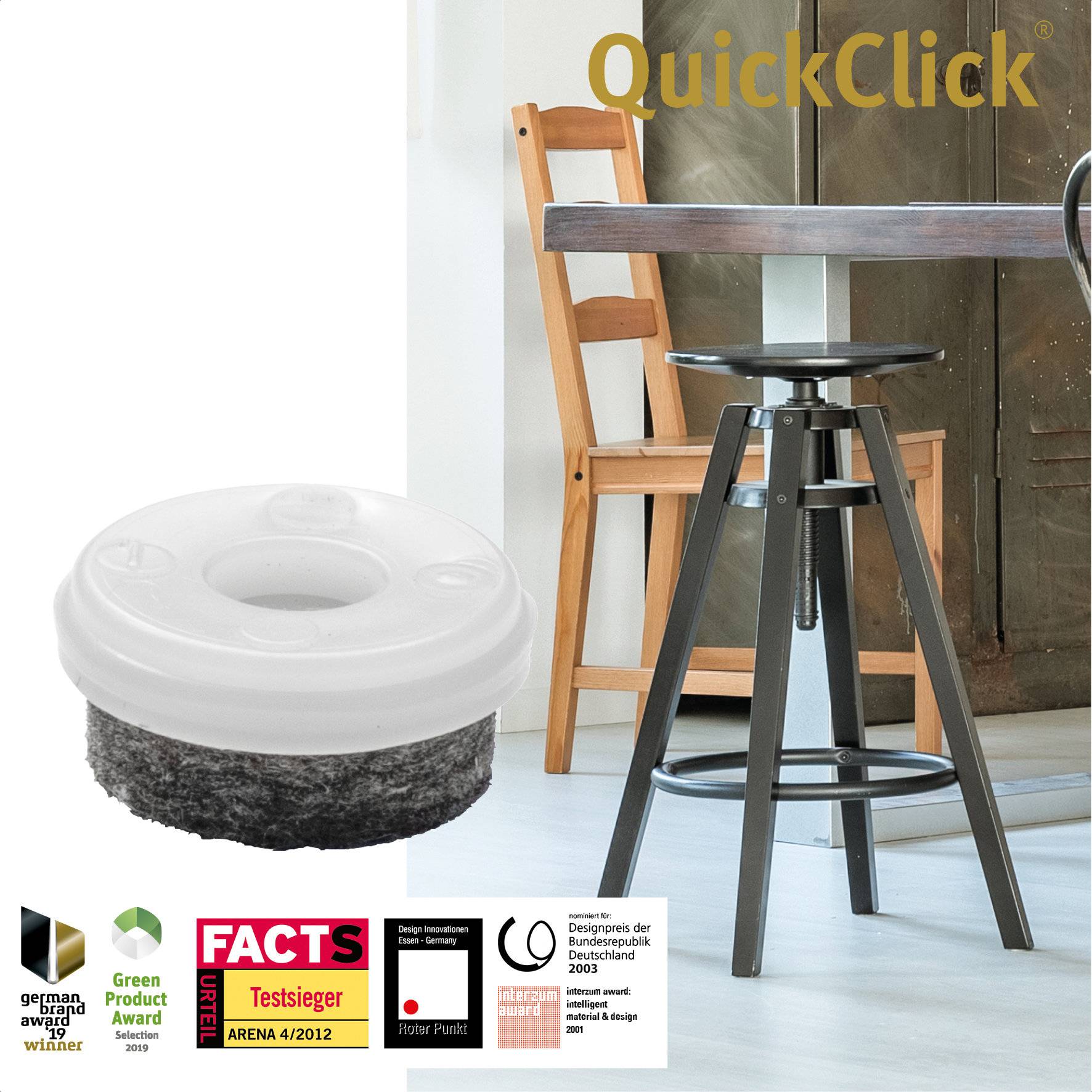 WAGNER QuickClick® Filzgleiter ULTRASOFT - 8er-Set Ersatzgleiter Ø 20 mm - für Basis Ø 20 mm - DE Ware - 15829300-2