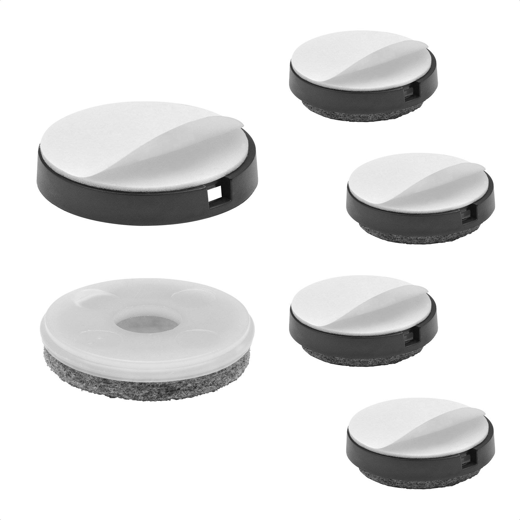 WAGNER QuickClick® Filzgleiter ULTRASOFT - 4er-Set zum Kleben, 4x Basis + 4x Gleiteinsatz Ø 40 mm, DE Ware - 15830500-0