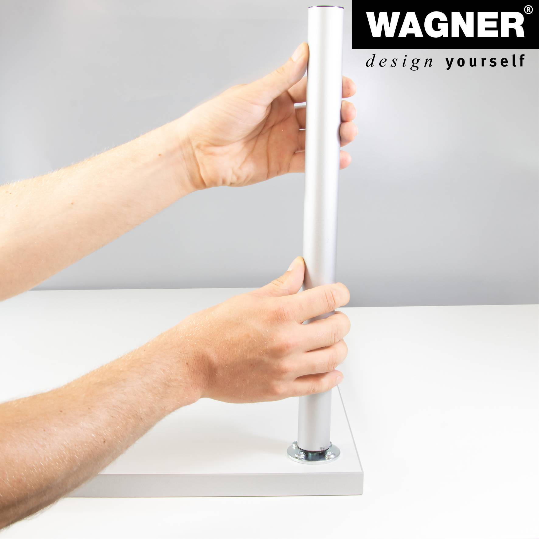 WAGNER Möbelbein/Möbelfuß TENO Starter-Set-4tlg. - Ø 30 x 700 mm, QuickClick® Gleiter&Zubehör, Stahl schwarz - 12107204-4