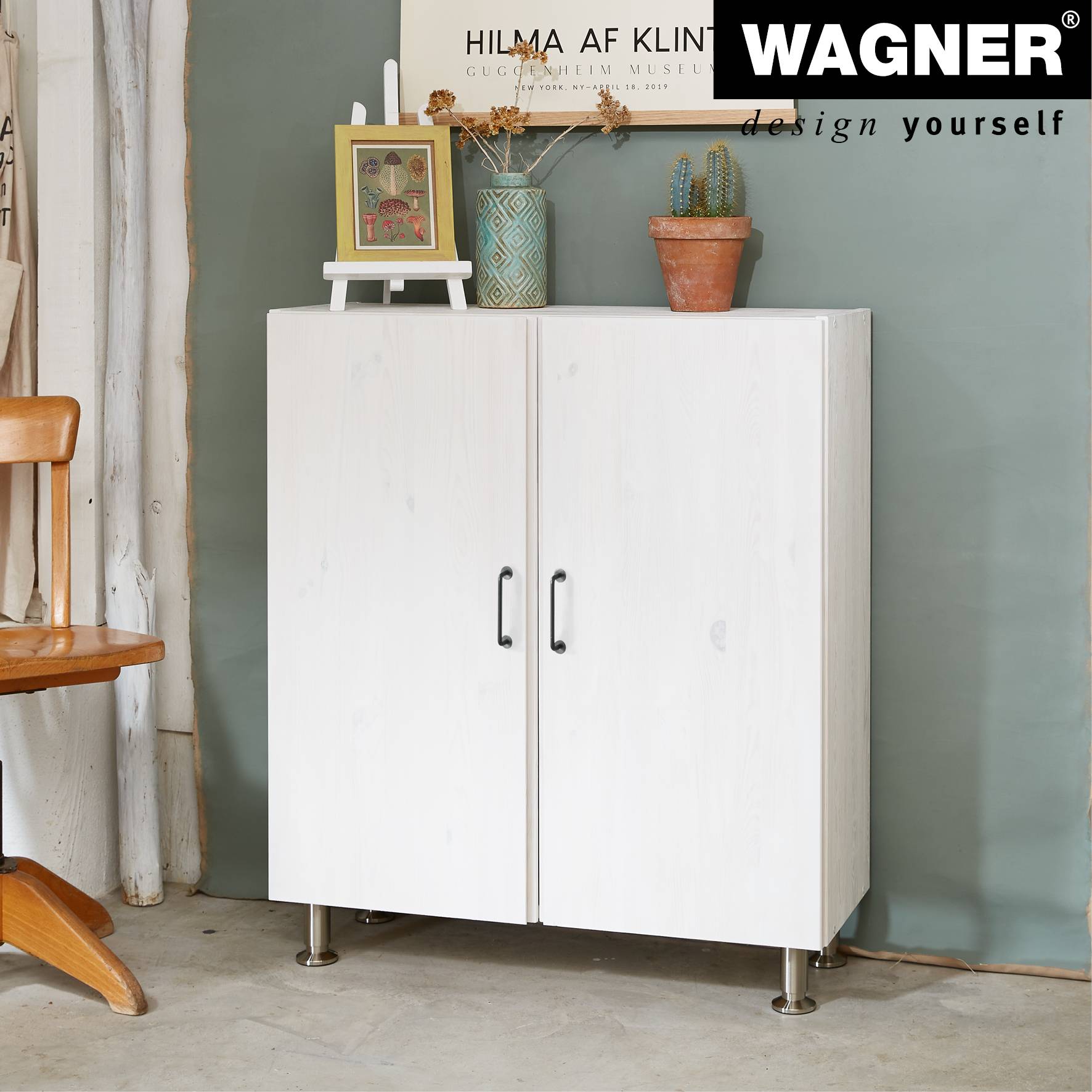 WAGNER Möbelbein/Verstellfuß - DESIGN - Ø 40/60 x 150-165 mm, Titan-Optik Black, inkl. Anschraubplatte Ø 60 mm- 12038101-2