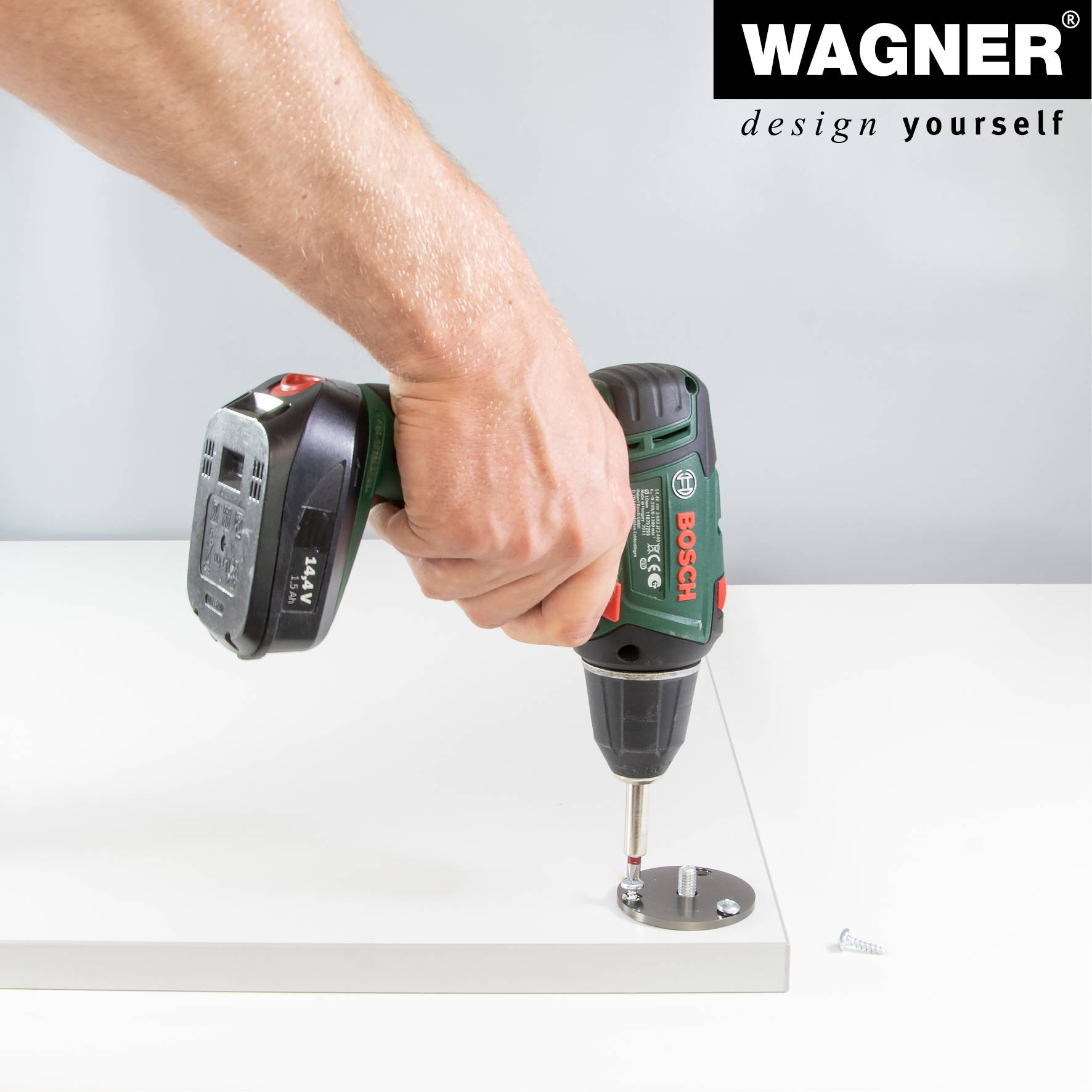 WAGNER Möbelbein/Verstellfuß - DESIGN - Ø 40/60 x 150-165 mm, Titan-Optik Black, inkl. Anschraubplatte Ø 60 mm- 12038101-3