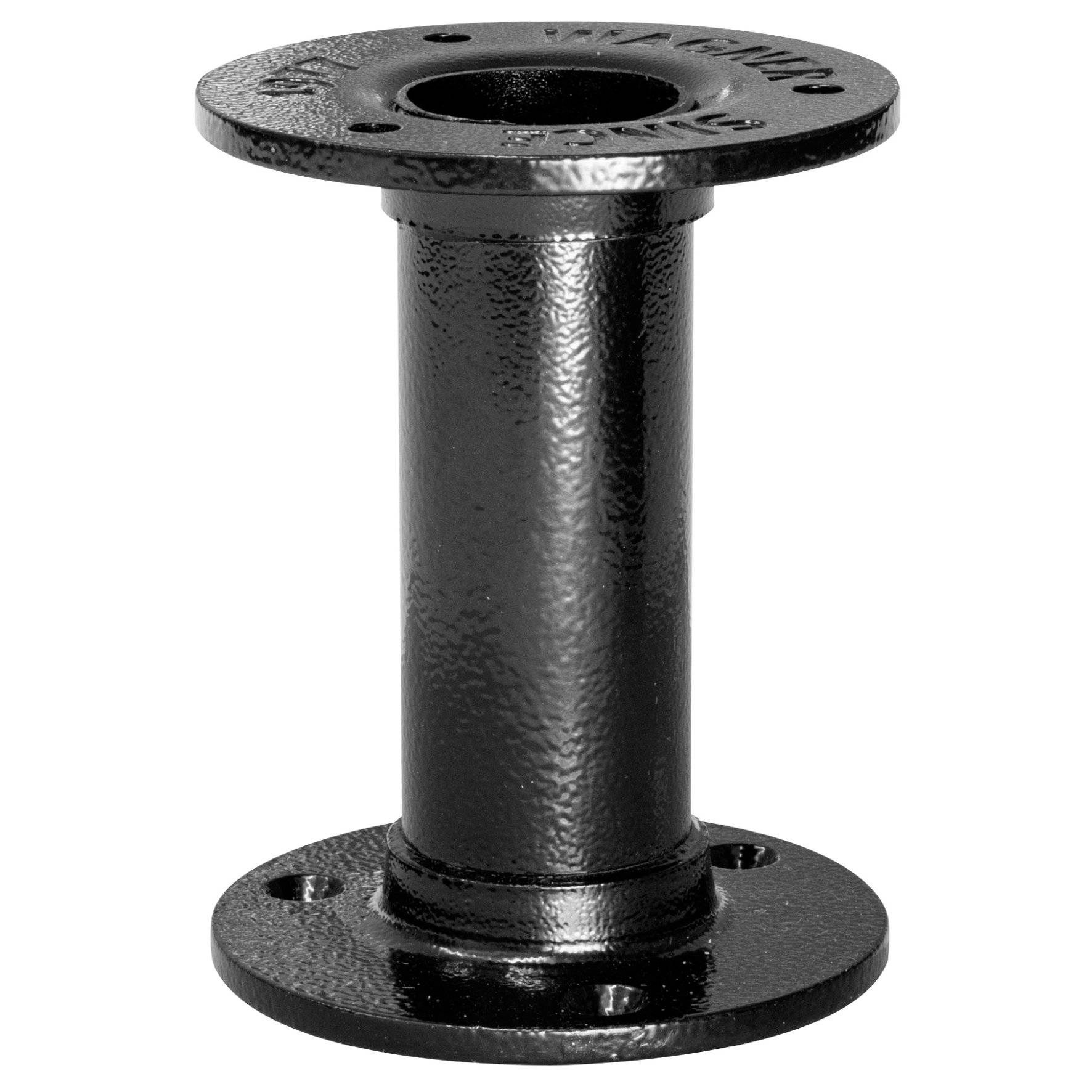 WAGNER Möbelbein/Tischbein/Möbelfuß INDUSTRIAL PIPE - Ø 30 x 100 mm, 2 Anschraubplatten Ø 75 mm, Stahl schwarz- 12501001-0