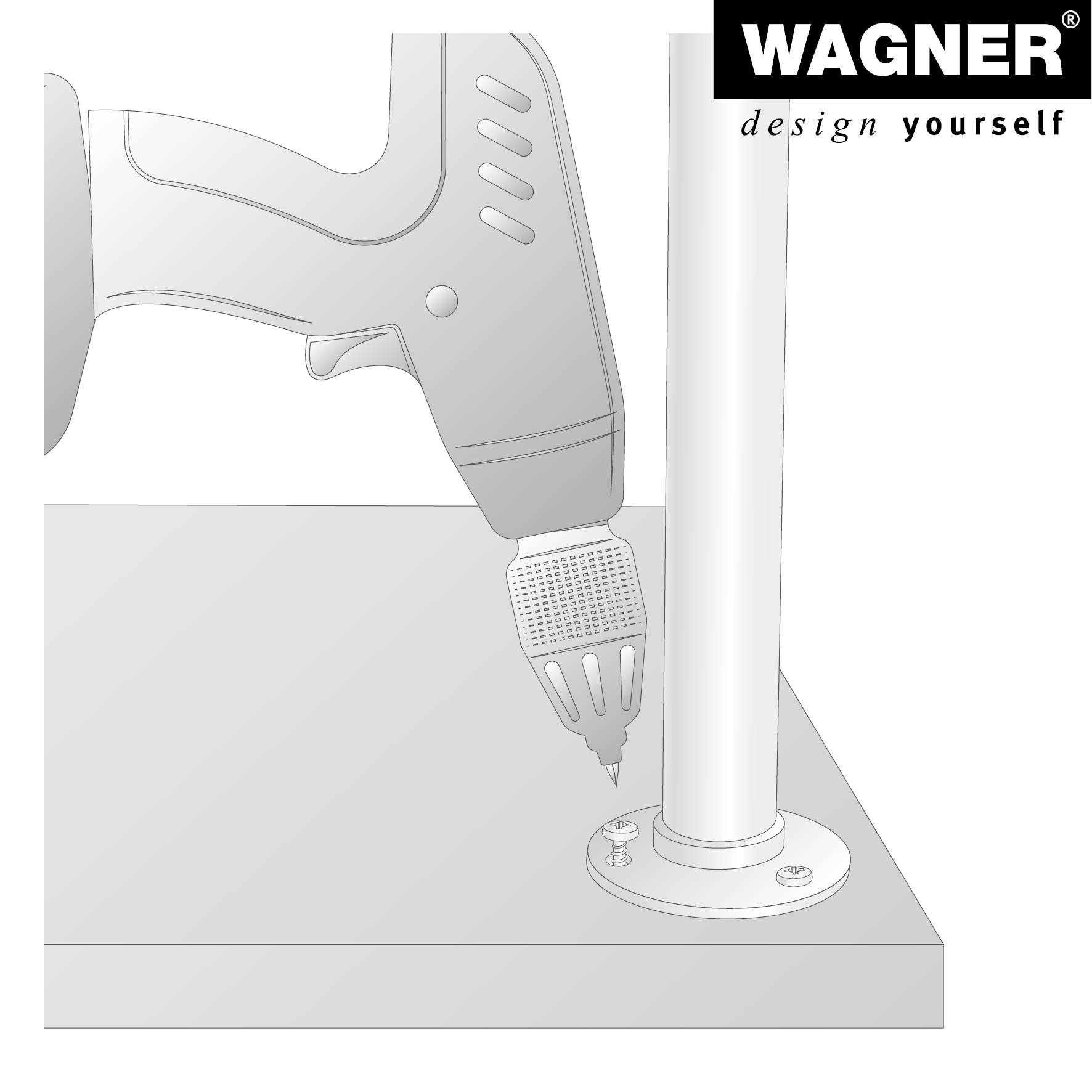 WAGNER Möbelbein/Tischbein/Möbelfuß INDUSTRIAL PIPE - Ø 30 x 100 mm, 2 Anschraubplatten Ø 75 mm, Stahl schwarz- 12501001-4
