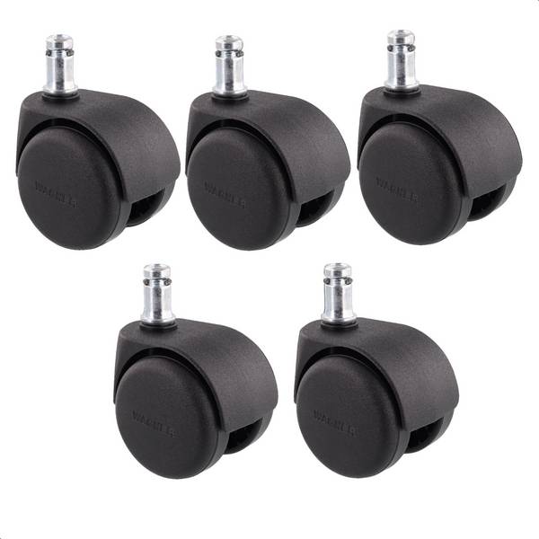WAGNER Bürostuhlrollen 5tlg. Set - HART - Ø 50 mm, intervallgebremst, Steckstift 11x20 mm, Tragkraft je 50 kg - 02500161