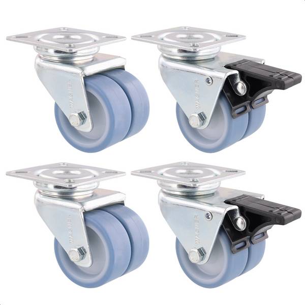 WAGNER Strandkorbrollen 4tlg. Set - ULTRASOFT - Durchmesser Ø 50 mm, 2 mit Bremse, Tragkraft 300 kg/Set - 02155200