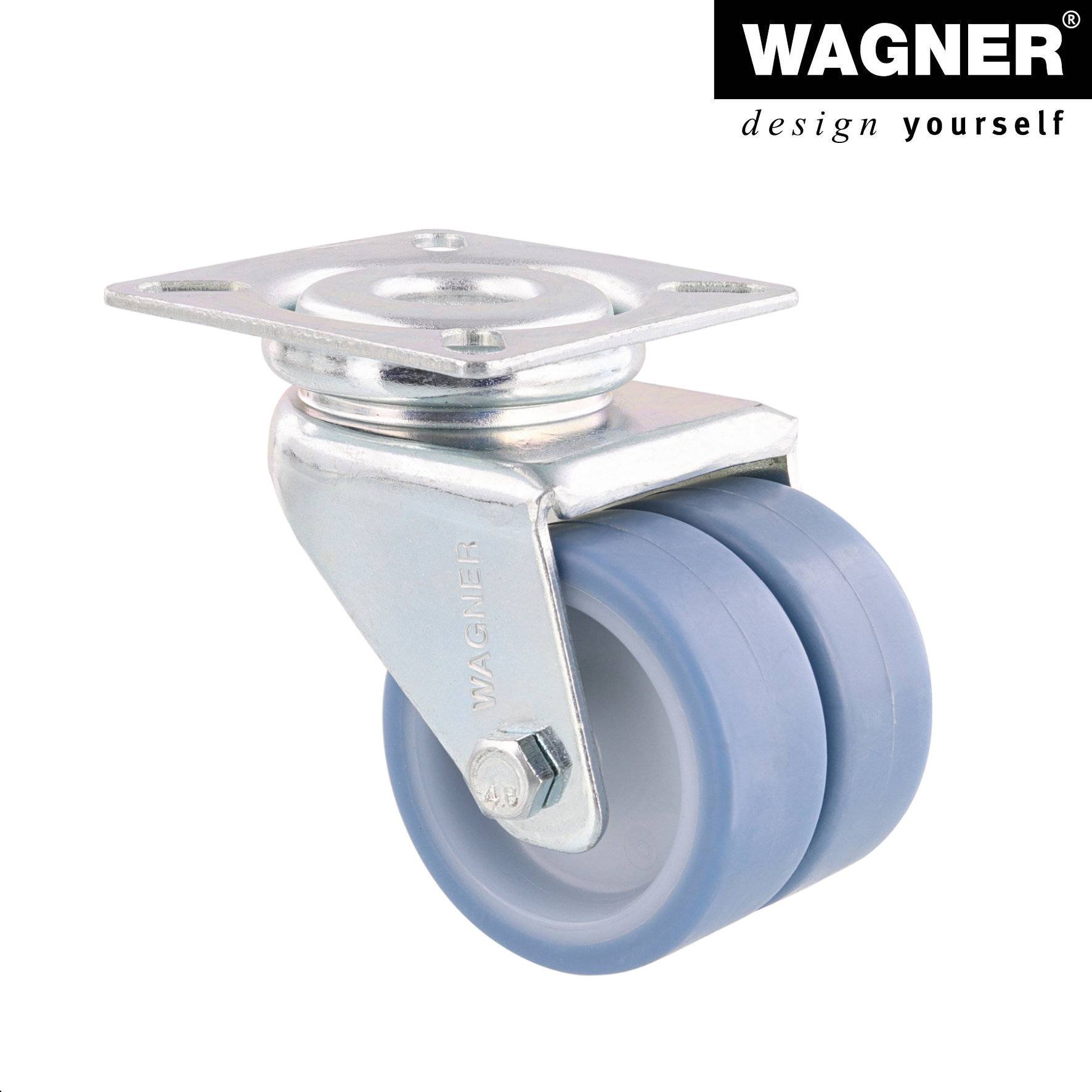 WAGNER Strandkorbrollen 4tlg. Set - ULTRASOFT - Durchmesser Ø 50 mm, 2 mit Bremse, Tragkraft 300 kg/Set - 02155200-3
