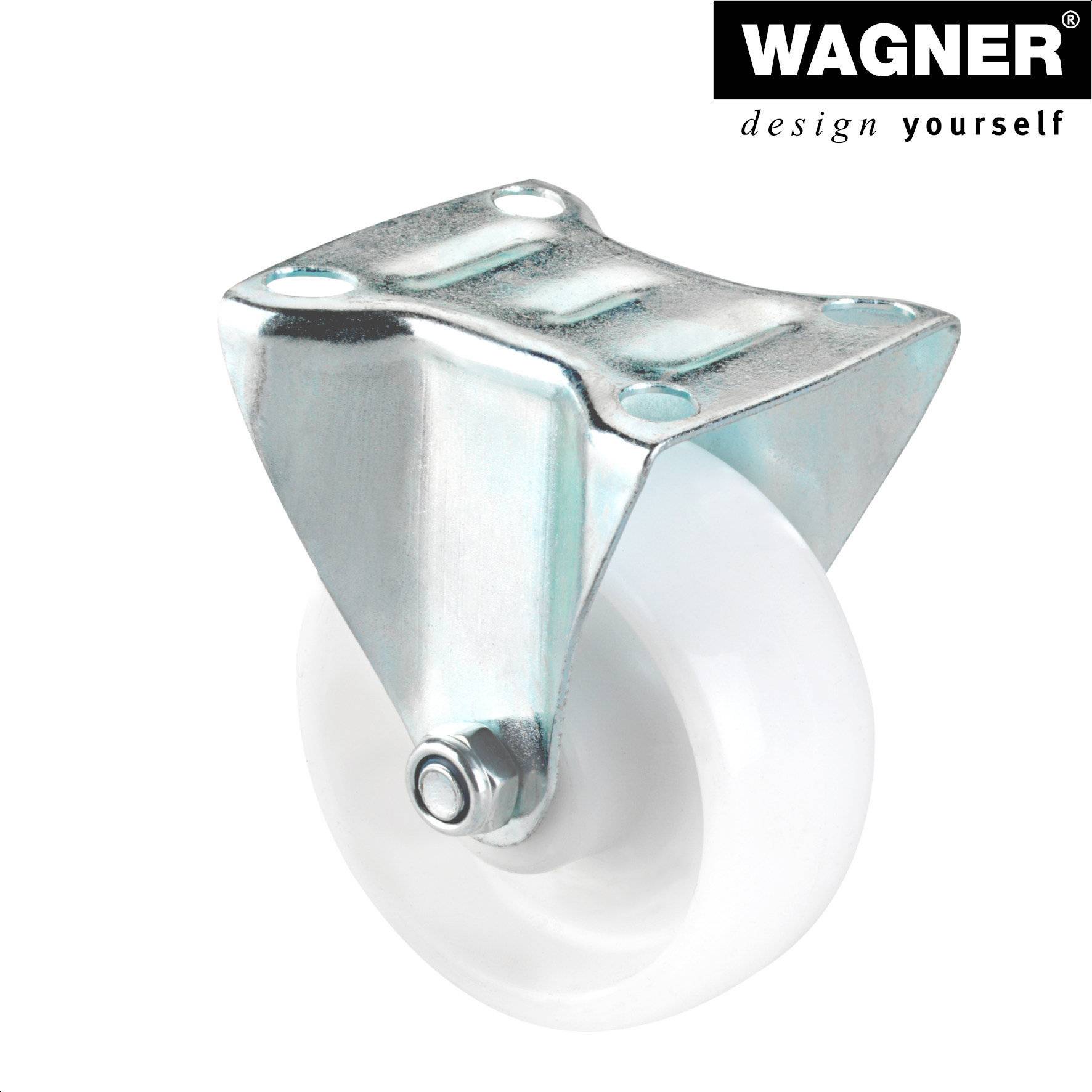 WAGNER 4tlg. Set - Ø 75 mm, Anschraubplatte, 2 Lenk- 2 Bockrollen, Bremse, Rollenlager, Tragkraft je 60 kg - 04007505-4
