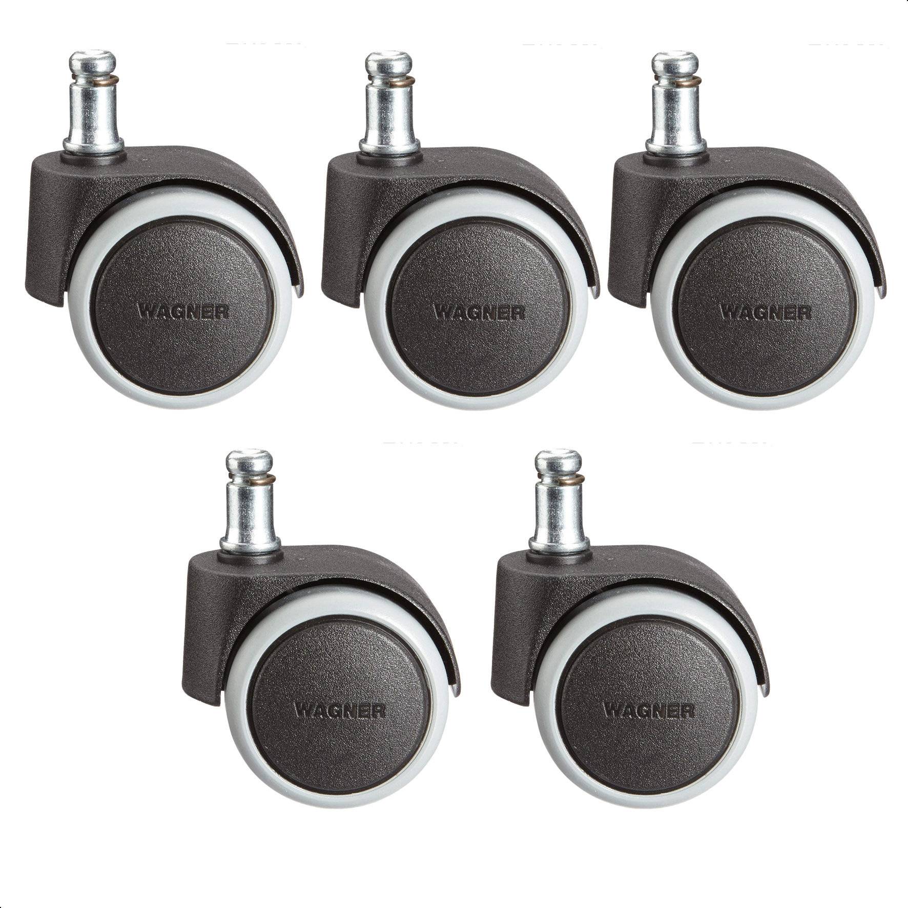 WAGNER Bürostuhlrollen 5tlg. Set - SOFT - Ø 50 mm, intervallgebremst, Steckstift 11x20 mm, Tragkraft je 50 kg - 02401161-0