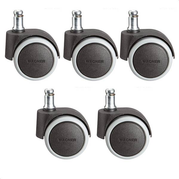 WAGNER Bürostuhlrollen 5tlg. Set - SOFT - Ø 50 mm, intervallgebremst, Steckstift 11x20 mm, Tragkraft je 50 kg - 02401161