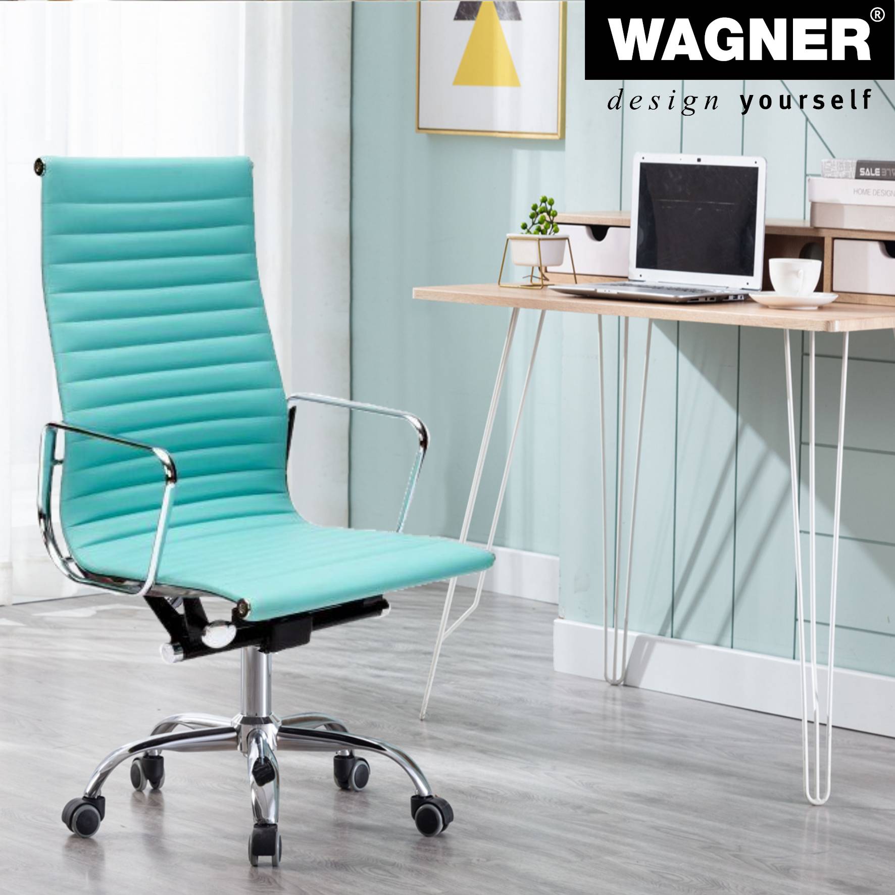 WAGNER Bürostuhlrollen 5tlg. Set - SOFT - Ø 50 mm, intervallgebremst, Steckstift 11x20 mm, Tragkraft je 50 kg - 02401161-2