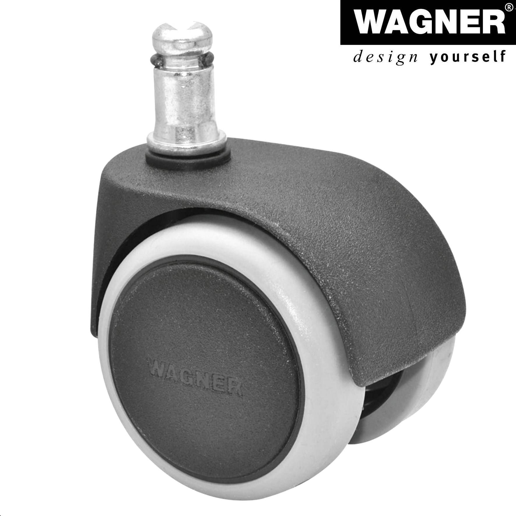 WAGNER Bürostuhlrollen 5tlg. Set - SOFT - Ø 50 mm, intervallgebremst, Steckstift 11x20 mm, Tragkraft je 50 kg - 02401161-3