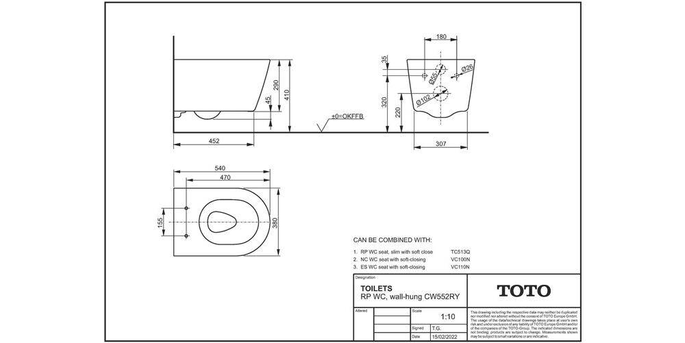 TOTO RP Tiefspül-Wand-WC, randlos, revidierte Befestigung, Tornado Flush-Düsenspülung, Keramik Cefiontect, Weiß-3