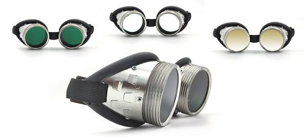Schutzbrille rund im Retrolook mit Schutzstufe DIN 7 verspiegelte Gläser Ø 50 mm
