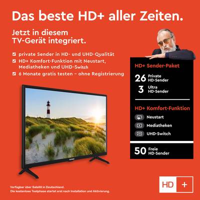 XF32SN550S Triple-Tuner) TELEFUNKEN - HDR, kaufen Zoll HD, 6 (Full TV Inkl. Monate HD+ / Fernseher Smart 32