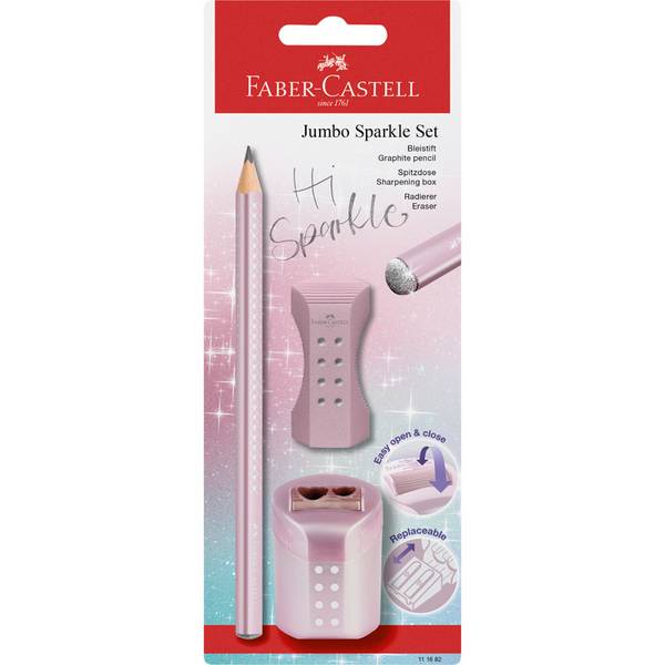 FABER-CASTELL Schreibset Jumbo GRIP SPARKLE, sortiert (5661730)