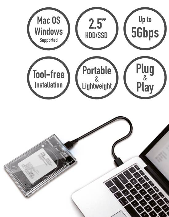 LogiLink externes 2.5'' SATA HDD/SSD Gehäuse USB 3.0 werkzeuglos 2,5" Serial ATA-2