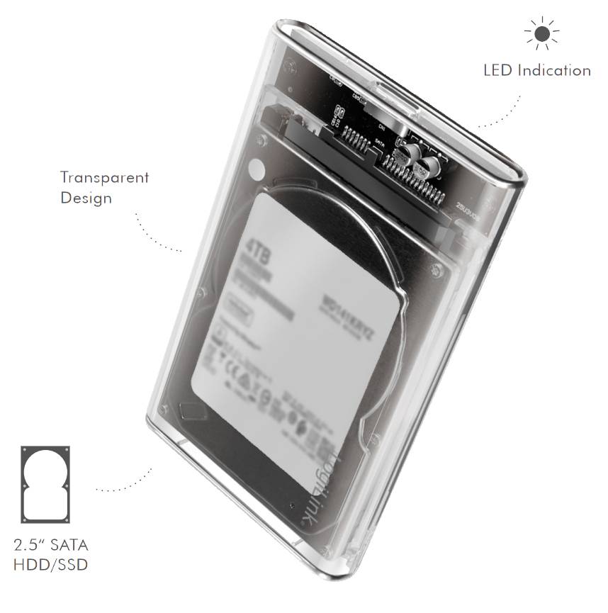 LogiLink externes 2.5'' SATA HDD/SSD Gehäuse USB 3.0 werkzeuglos 2,5" Serial ATA-3