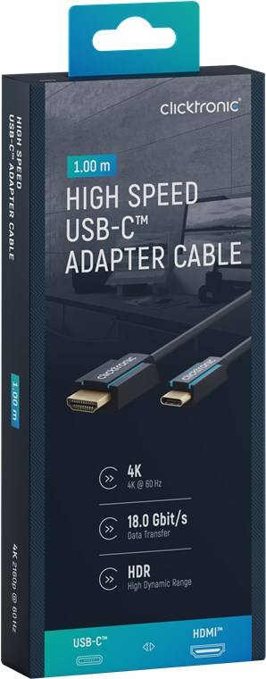 Clicktronic USB-C™-auf-HDMI™-Adapterkabel Premium-Kabel | USB-C™-Stecker HDMI™-Stecker | 1,0 m | 4K @ 60 Hz 1 m-1