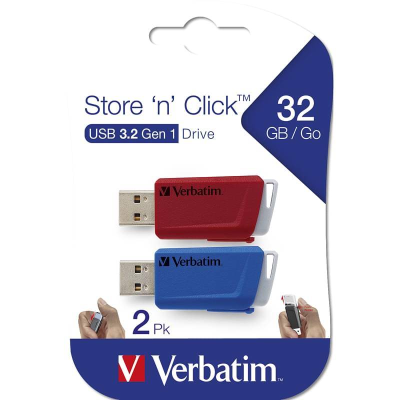 Verbatim Store 'n' Click - USB-Flash-Laufwerk - 32 GB - USB 3.2 Gen 1 - Blau, Ro-6