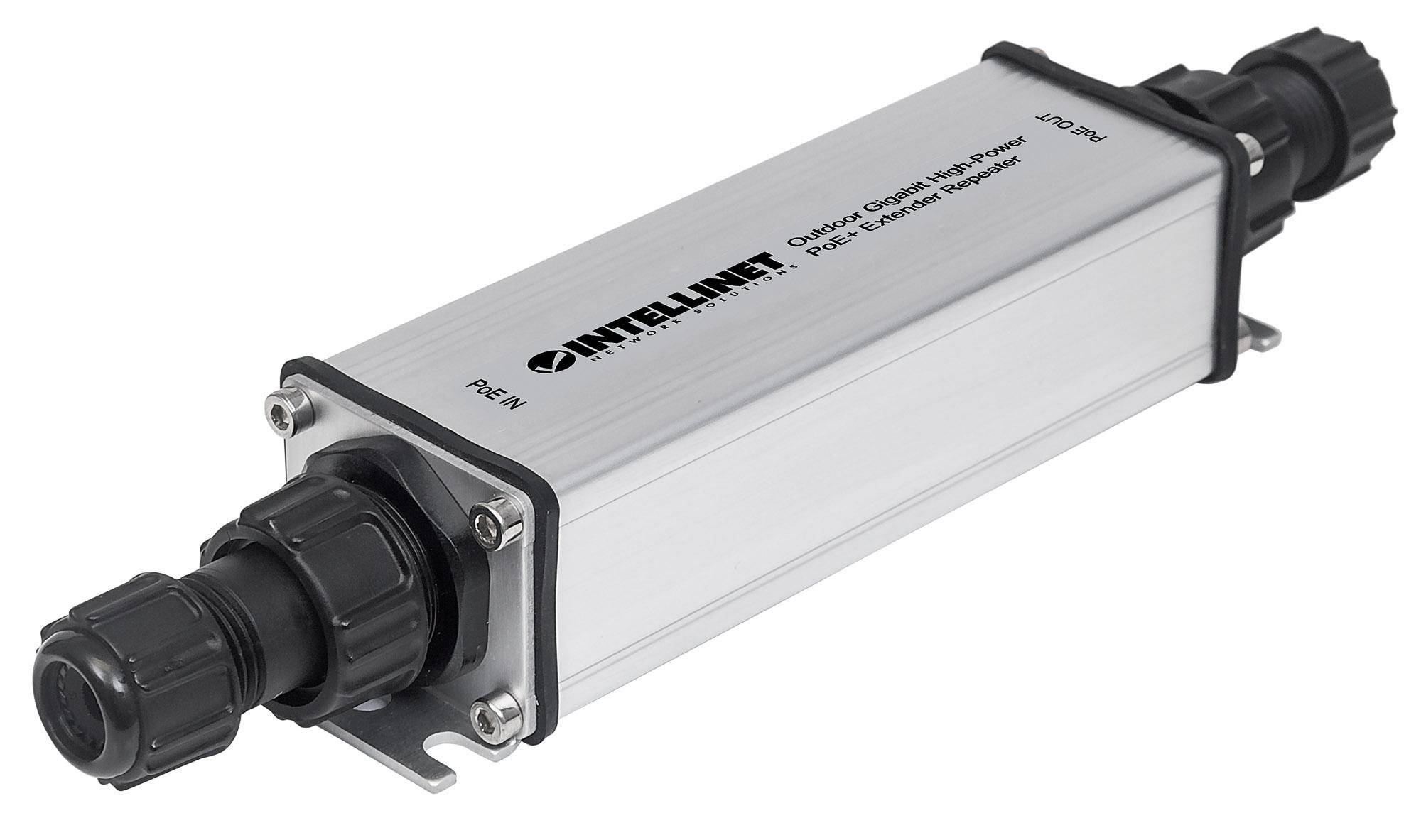 Intellinet Outdoor Gigabit PoE+ Extender IEEE 802.3at/af um bis zu 100 Meter Metall IP65 PoE Extender 10 / 100 / 1000 MB-9